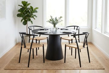 Siena spisegruppe rund 110 cm svart med 4 Elysia spisestoler - Svart - Møbler - Bord - Spisegrupper
