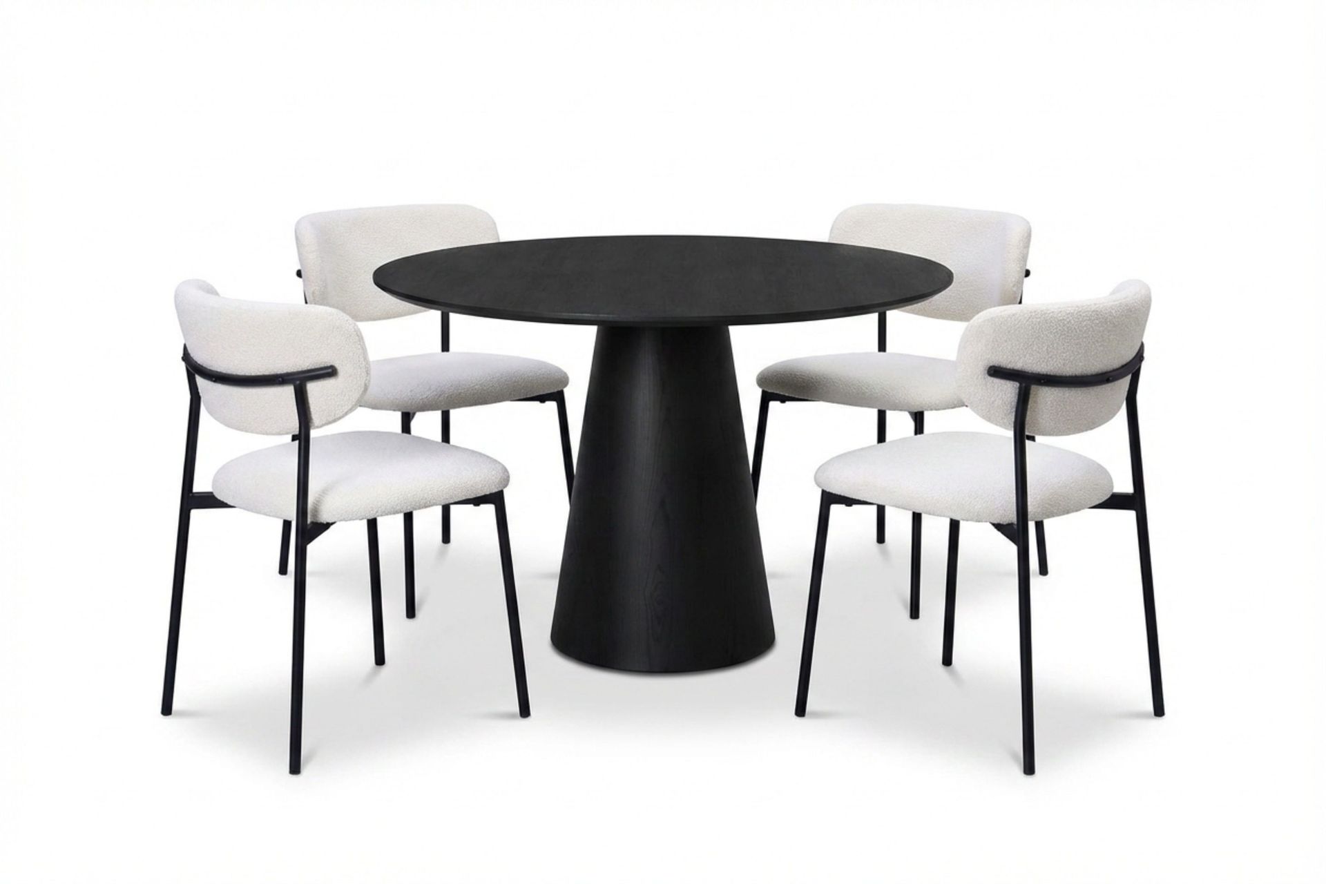 Siena spisegruppe rund 110 cm svart med 4 Lucy spisestoler - Svart
