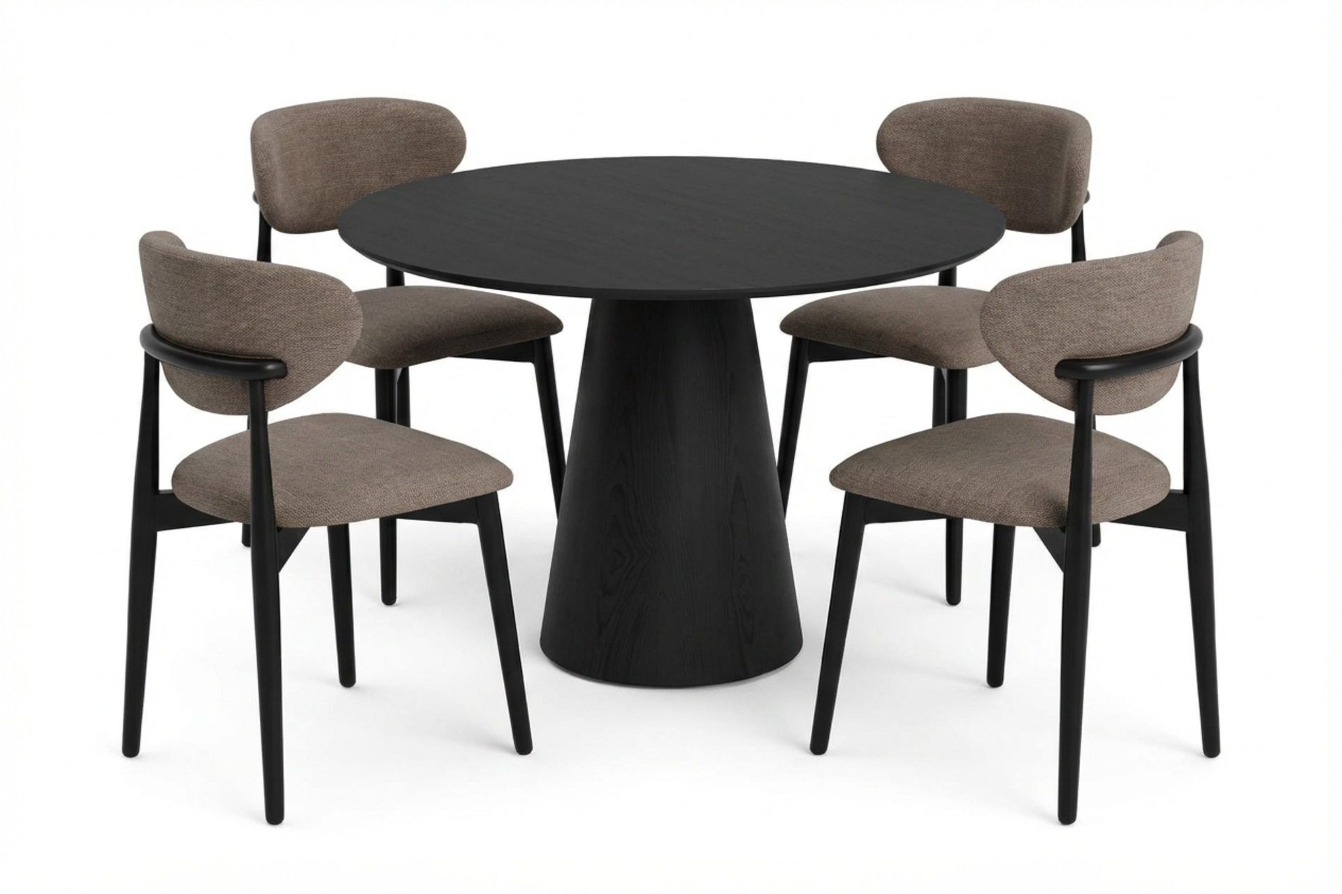 Siena spisegruppe rund 110 cm svart med 4 Molly spisestoler - Svart