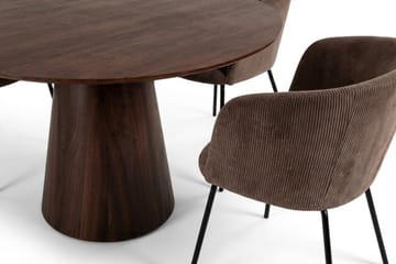 Siena spisegruppe rund 110 cm valnøtt med 4 Berit spisestoler - Valnøtt - Møbler - Bord - Spisegrupper