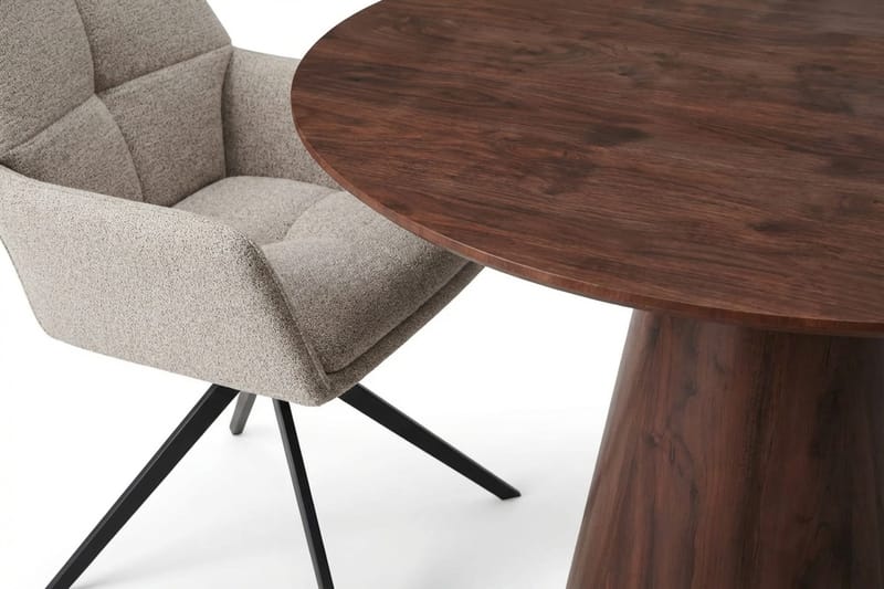 Siena spisegruppe rund 110 cm valnøtt med 4 Torsby spisestoler - Valnøtt - Møbler - Bord - Spisegrupper