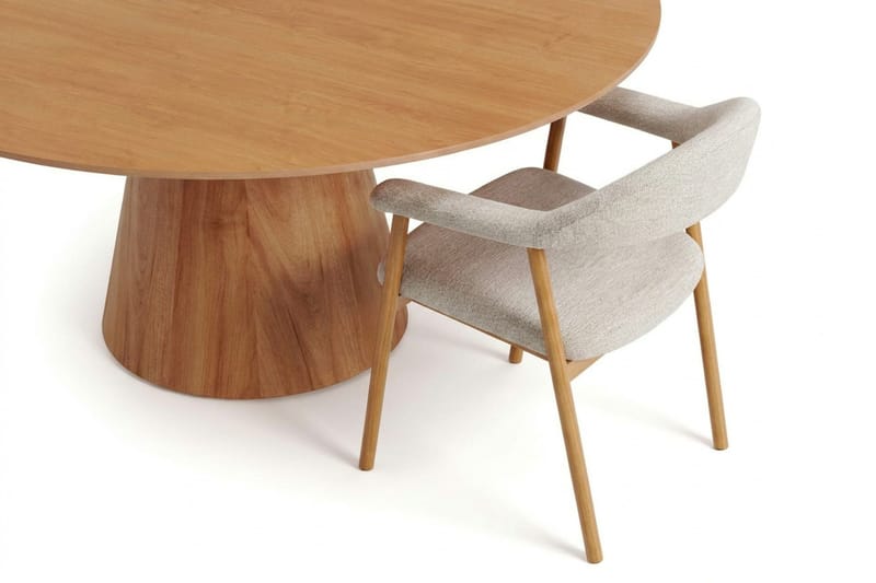 Siena spisegruppe rund 130 cm eik med 4 Ronja spisestoler - Sand/eik - Møbler - Bord - Spisegrupper