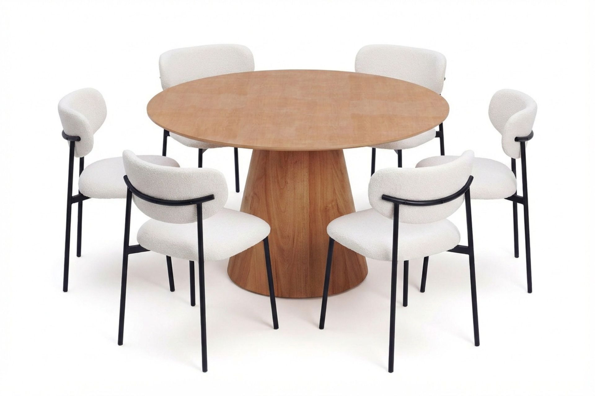 Siena spisegruppe rund 130 cm eik med 6 Lucy spisestoler - Eik