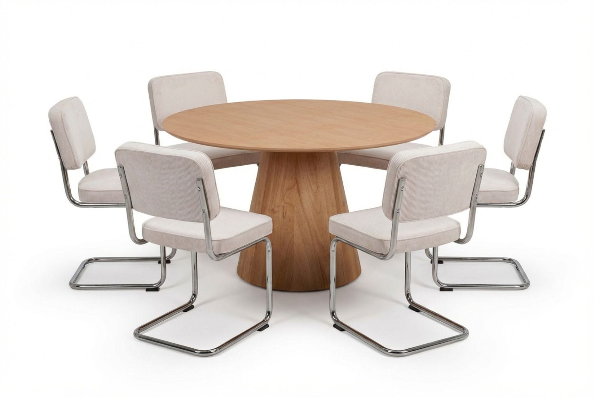 Siena spisegruppe rund 130 cm eik med 6 Milva spisestoler - Eik
