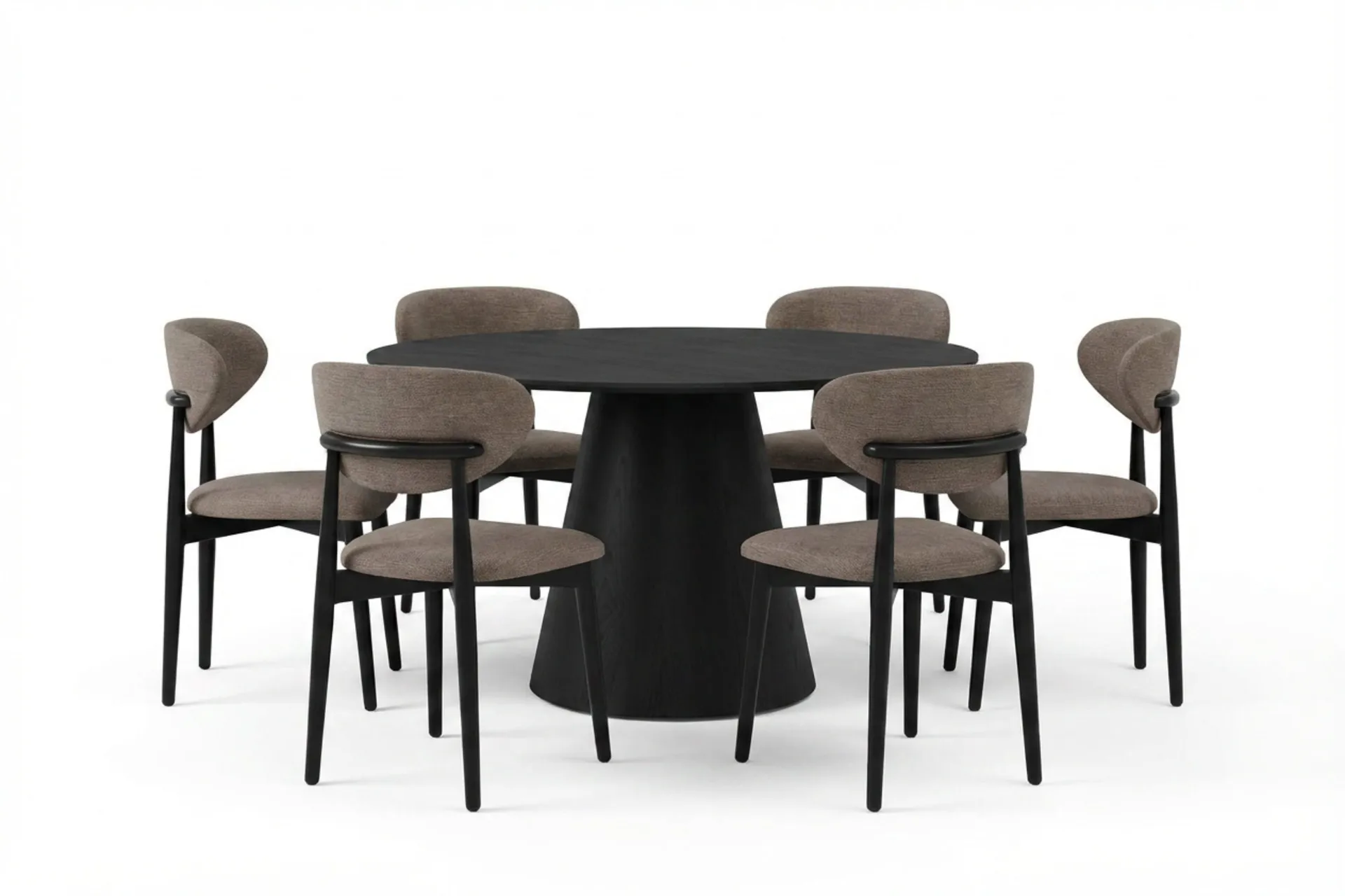 Siena spisegruppe rund 130 cm svart med 6 Molly spisestoler - Svart