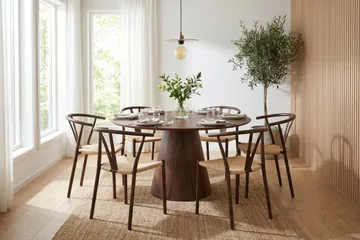 Siena spisegruppe rund 130 cm valnøtt med 6 Elysia spisestoler - Valnøtt - Møbler - Bord - Spisegrupper