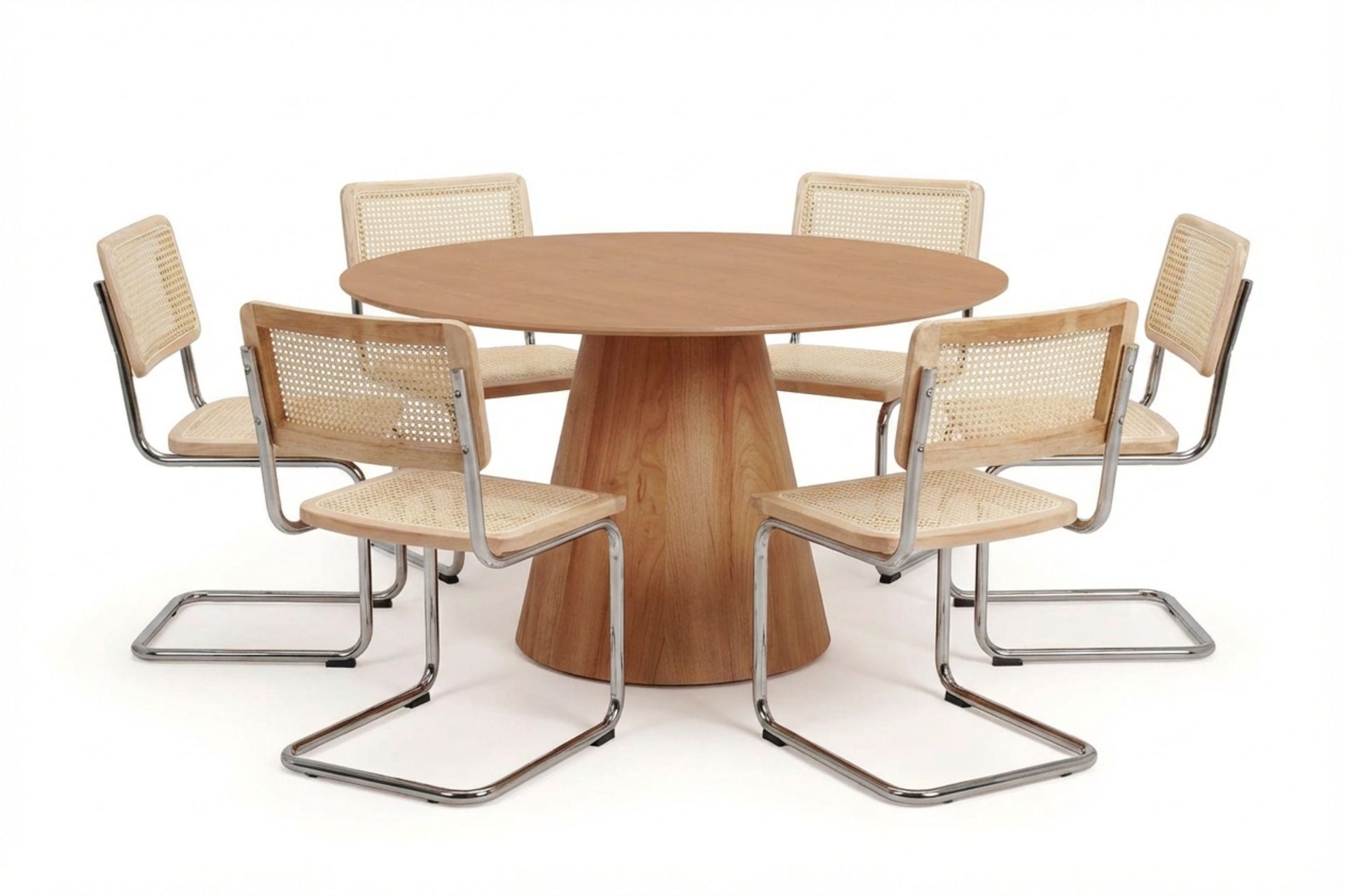 Siena spisegruppe rund 150 cm eik med 6 Build spisestoler - Eik