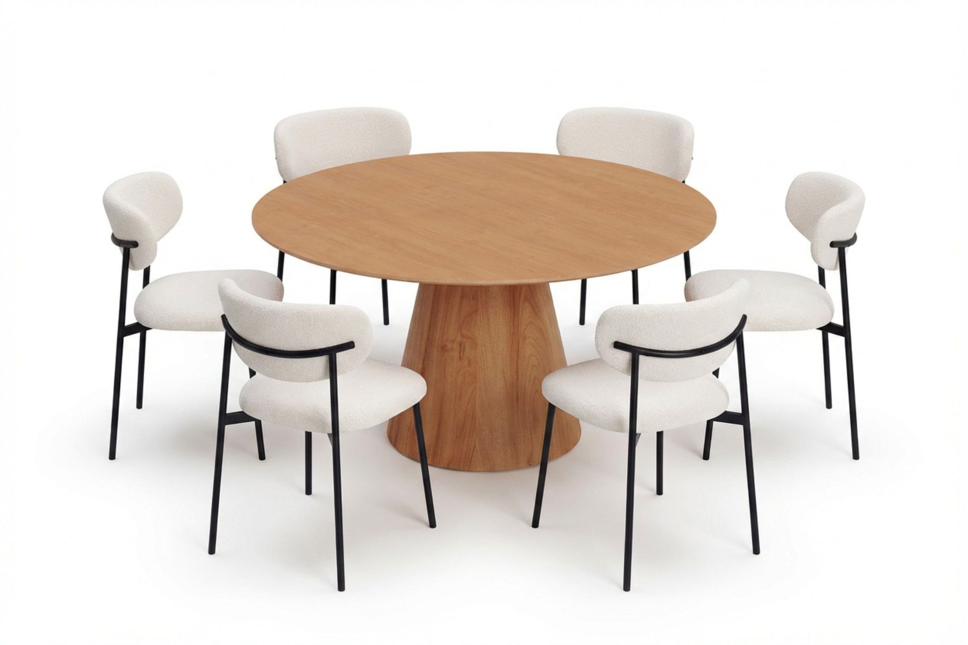Siena spisegruppe rund 150 cm eik med 6 Lucy spisestoler - Eik