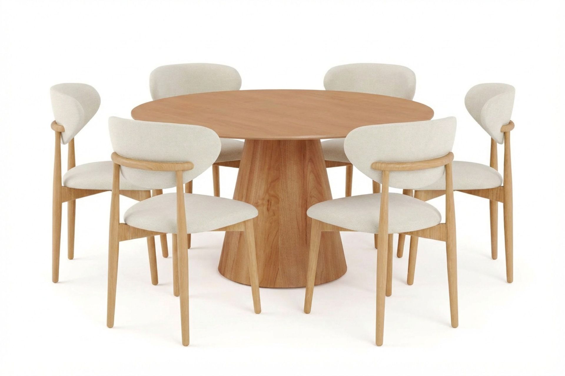 Siena spisegruppe rund 150 cm eik med 6 Molly spisestoler - Eik