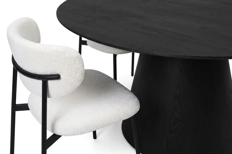 Siena spisegruppe rund 150 cm svart med 6 Lucy spisestoler - Svart - Møbler - Bord - Spisegrupper