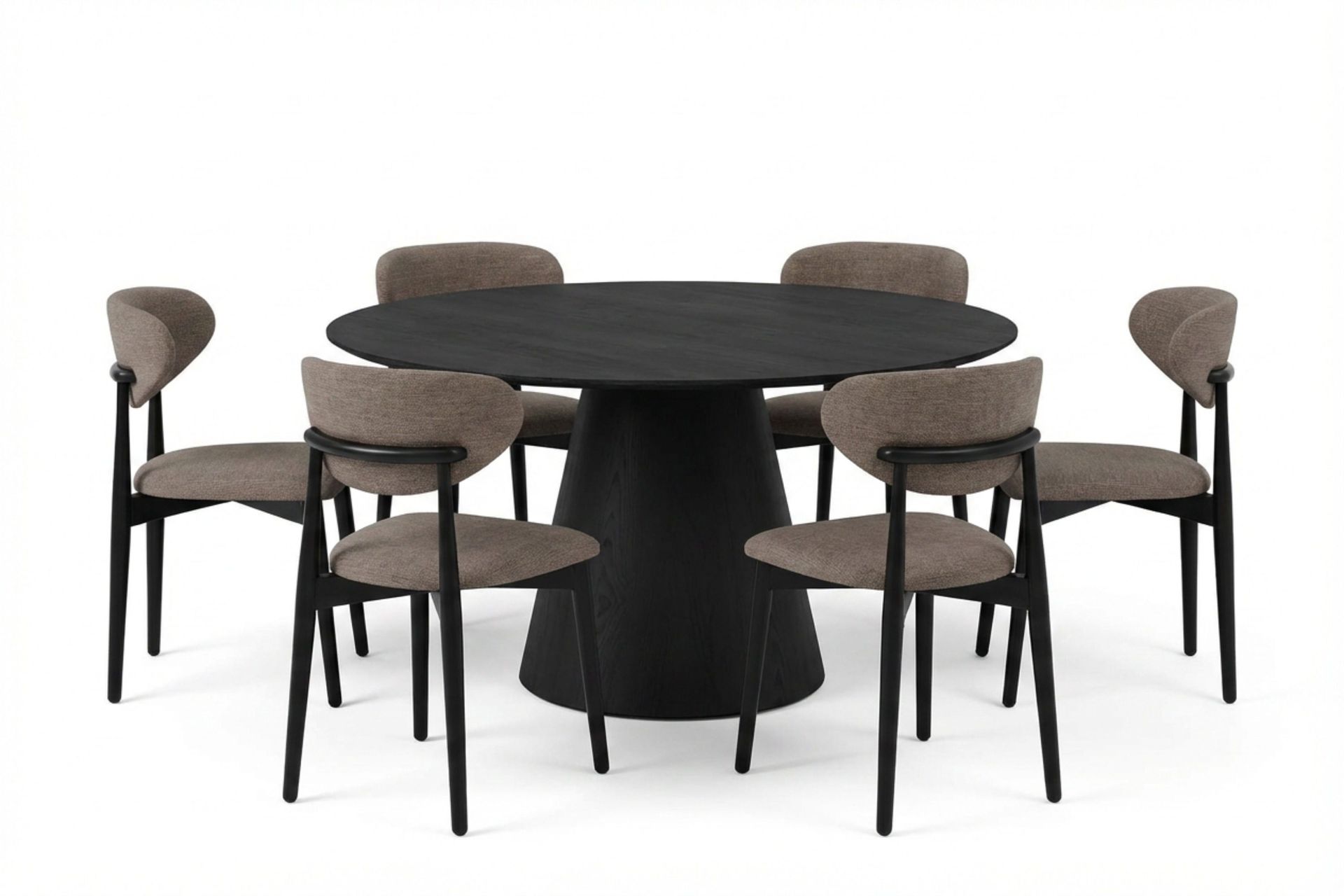 Siena spisegruppe rund 150 cm svart med 6 Molly spisestoler - Svart