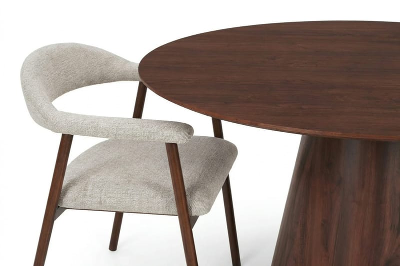 Siena spisegruppe rund 150 cm valnøtt med 4 Ronja spisestoler - Sand/valnøtt - Møbler - Bord - Spisegrupper