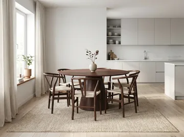 Siena Spisegruppe rund 150 cm Valnøtt med 6 Dastoori spisestoler - Valnøtt - Møbler - Bord - Spisegrupper