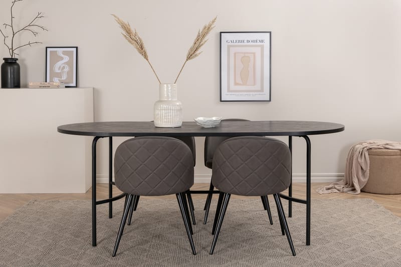 Skate ovalt Spisebord med 4stk Velvet Spisestol - Spisegrupper