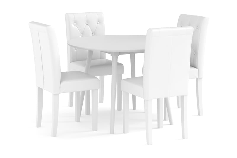Spisegruppe 106 cm Rund inkl. 4 Brunnevik Stoler - Hvit - Møbler - Bord - Spisegrupper