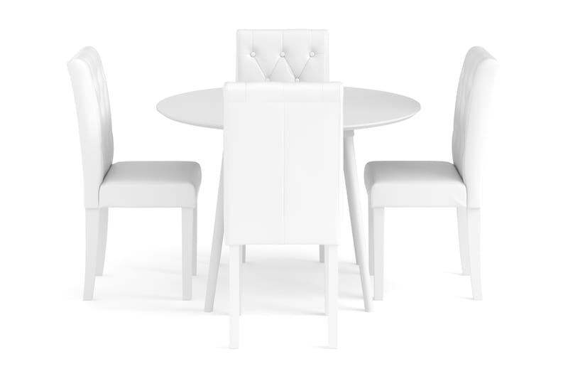 Spisegruppe 106 cm Rund inkl. 4 Brunnevik Stoler - Hvit - Møbler - Bord - Spisegrupper
