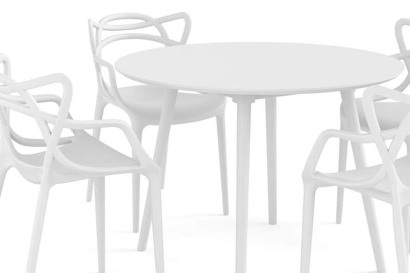 Spisegruppe 106 cm Rund inkl. 4 Daye Stoler - Hvit - Møbler - Bord - Spisegrupper