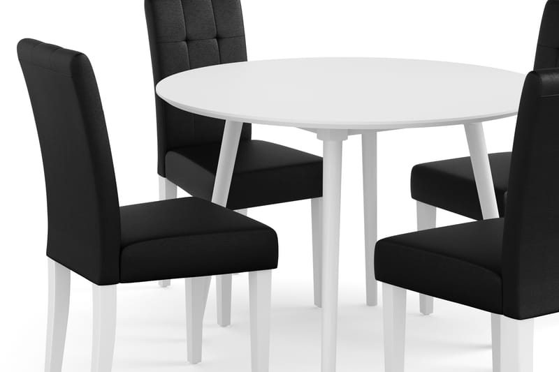 Spisegruppe 106 cm Rund inkl 4 Viktor Stoler - Hvit / Svart - Møbler - Bord - Spisegrupper