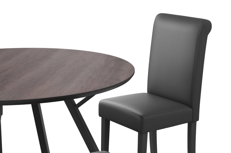 Spisegruppe 120 cm Rund inkl. 4 Ravea Stoler - Svart / Brun - Møbler - Bord - Spisegrupper