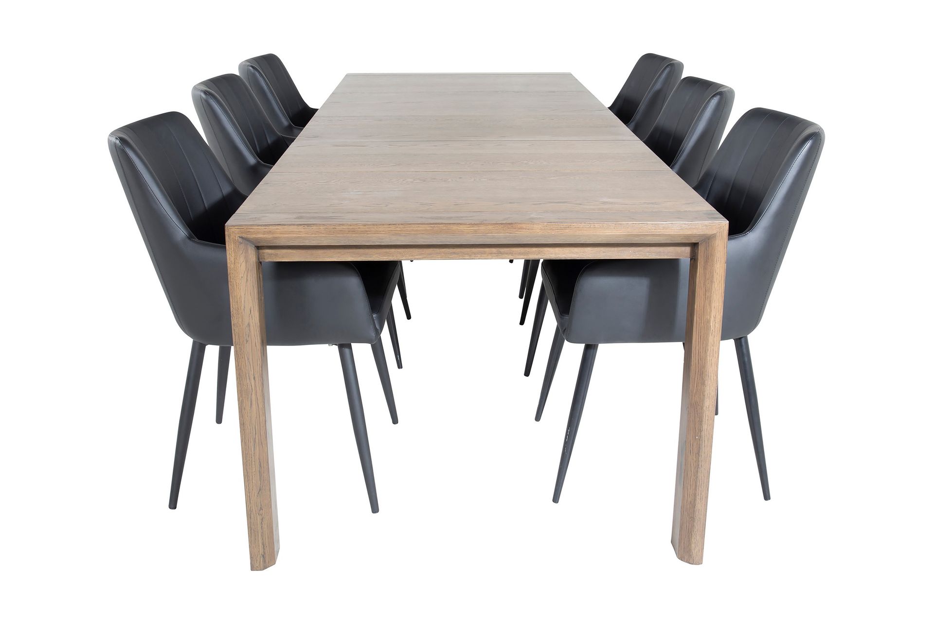 Spisegruppe Algarmejo Forlengningsbar 170cm inkl. 6 Casper S - Brun/Svart/Kunstlær - Møbler - Bord - Spisegrupper