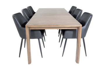 Spisegruppe Algarmejo Forlengningsbar 170cm inkl. 6 Casper S - Brun/Svart/Kunstlær - Møbler - Bord - Spisegrupper
