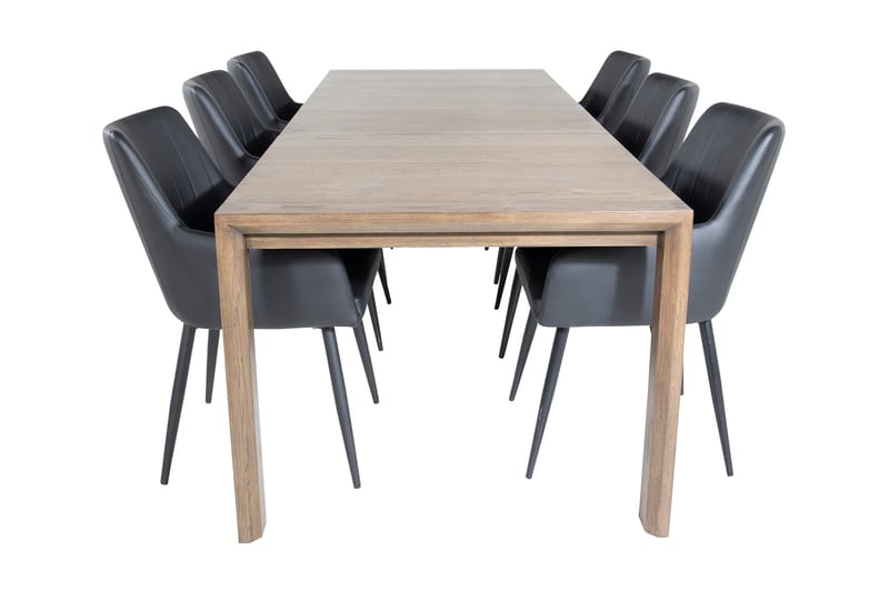 Spisegruppe Algarmejo Forlengningsbar 170cm inkl. 6 Casper S - Brun/Svart/Kunstlær - Møbler - Bord - Spisegrupper