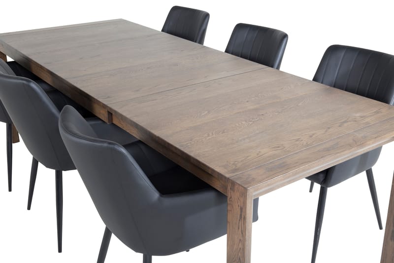 Spisegruppe Algarmejo Forlengningsbar 170cm inkl. 6 Casper S - Brun/Svart/Kunstlær - Møbler - Bord - Spisegrupper
