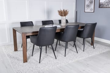 Spisegruppe Algarmejo Forlengningsbar 170cm inkl. 6 Casper S - Brun/Svart/Kunstlær - Møbler - Bord - Spisegrupper