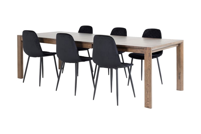 Spisegruppe Algarmejo Forlengningsbar 170cm inkl. 6 Ypas Sto, Brun/Svart