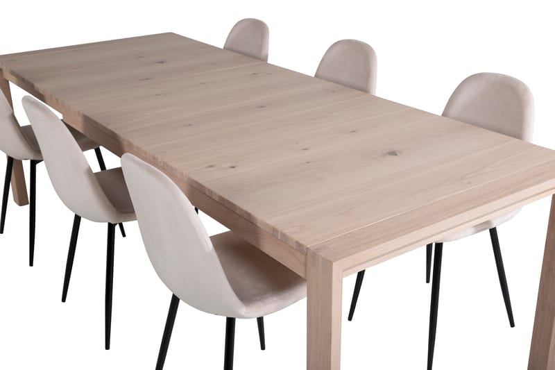 Spisegruppe Algarmejo Forlengningsbar 170cm inkl. 6 Pontus S - Hvit/Svart/Beige - Møbler - Bord - Spisegrupper