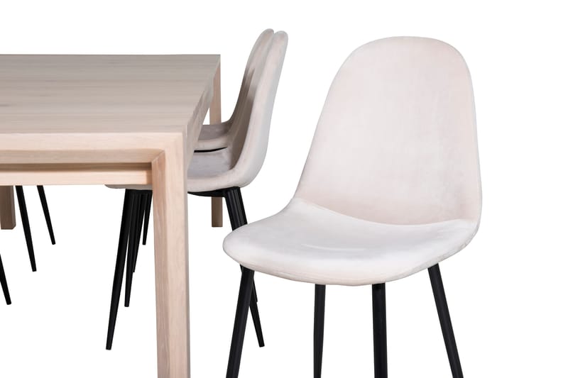 Spisegruppe Algarmejo Forlengningsbar 170cm inkl. 6 Pontus S - Hvit/Svart/Beige - Møbler - Bord - Spisegrupper