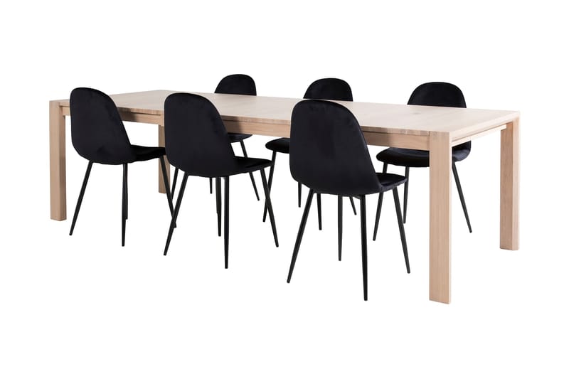 Spisegruppe Algarmejo Forlengningsbar 170cm inkl. 6 Pontus S - Hvit/Svart - Møbler - Bord - Spisegrupper