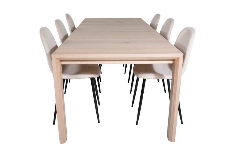 Spisegruppe Algarmejo Forlengningsbar 170cm inkl. 6 Pontus S - Hvit/Svart/Beige - Møbler - Bord - Spisegrupper