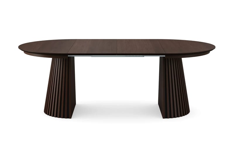 Spisegruppe Bark Peyra 120-220 cm Røkt eik Greige bouclé/metallben svart - Møbler - Bord - Spisegrupper