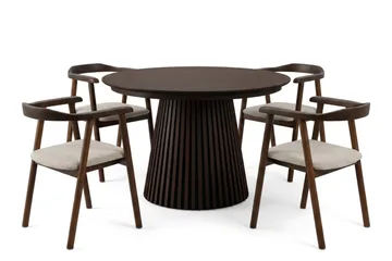 Spisegruppe Bark Peyra 120-220 cm Røkt eik Røkt eik/Beige - Møbler - Bord - Spisegrupper