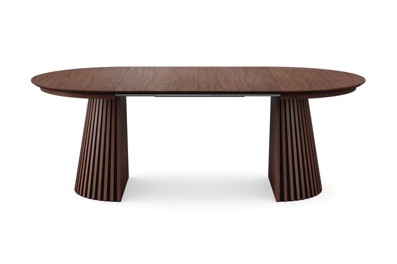 Spisegruppe Bark Peyra 120-220 cm Valnøtt Hvit bouclé/Metallben Valnøtt - Møbler - Bord - Spisegrupper
