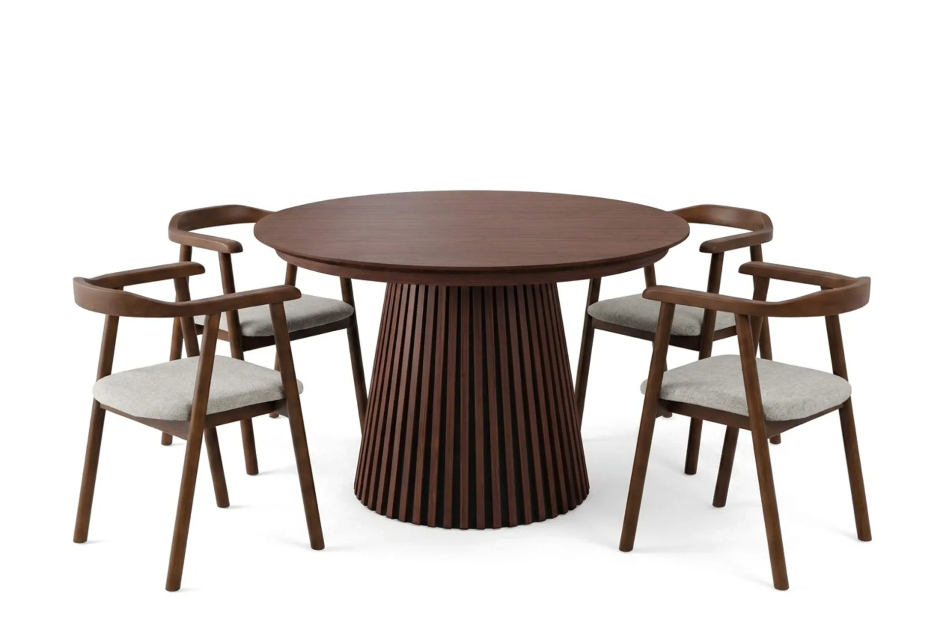 Spisegruppe Bark Peyra 120-220 cm Valnøtt Valnøtt/Beige -