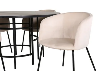 Spisegruppe Möbelfashion Copenhagen spisegruppe 140 cm rund med 4 Berit-stoler Beige/Svart - Møbler - Bord - Spisegrupper