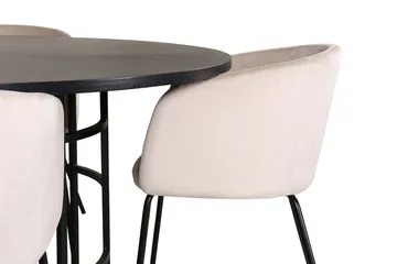 Spisegruppe Möbelfashion Copenhagen spisegruppe 140 cm rund med 4 Berit-stoler Beige/Svart - Møbler - Bord - Spisegrupper