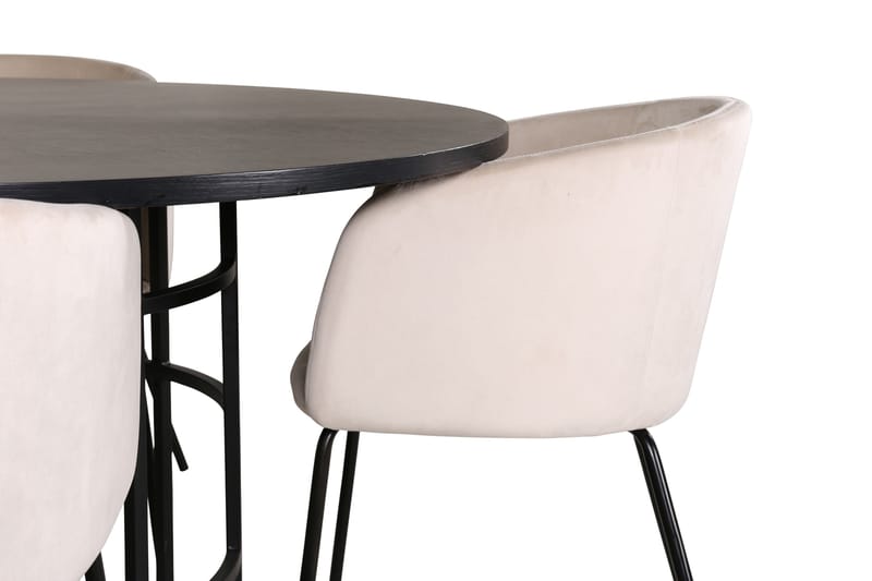 Spisegruppe Möbelfashion Copenhagen spisegruppe 140 cm rund med 4 Berit-stoler Beige/Svart - Møbler - Bord - Spisegrupper
