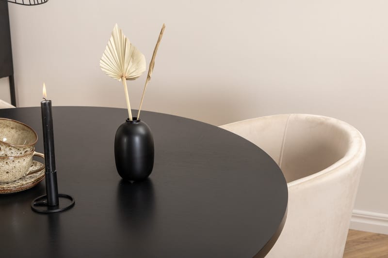 Spisegruppe Möbelfashion Copenhagen spisegruppe 140 cm rund med 4 Berit-stoler Beige/Svart - Møbler - Bord - Spisegrupper