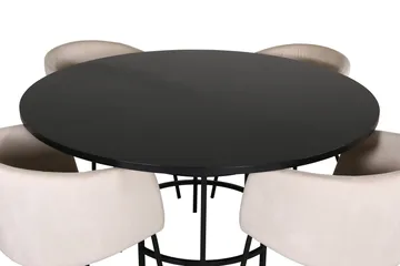 Spisegruppe Möbelfashion Copenhagen spisegruppe 140 cm rund med 4 Berit-stoler Beige/Svart - Møbler - Bord - Spisegrupper
