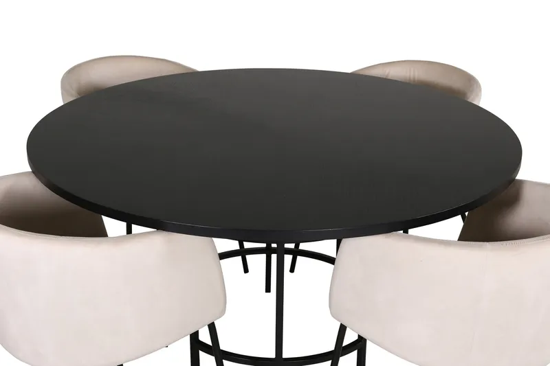 Spisegruppe Möbelfashion Copenhagen spisegruppe 140 cm rund med 4 Berit-stoler Beige/Svart - Møbler - Bord - Spisegrupper