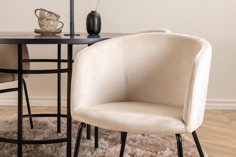 Spisegruppe Möbelfashion Copenhagen spisegruppe 140 cm rund med 4 Berit-stoler Beige/Svart - Møbler - Bord - Spisegrupper