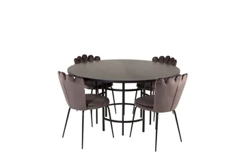 Spisegruppe Möbelfashion Copenhagen spisegruppe 140 cm rund med 4 Limhamn-stoler Svart/grå - Møbler - Bord - Spisegrupper