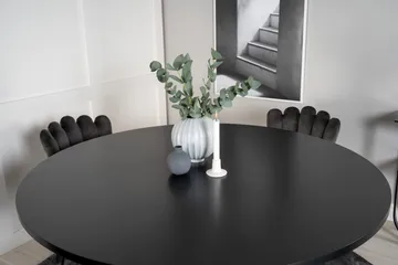Spisegruppe Möbelfashion Copenhagen spisegruppe 140 cm rund med 4 Limhamn-stoler Svart/grå - Møbler - Bord - Spisegrupper