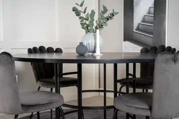 Spisegruppe Möbelfashion Copenhagen spisegruppe 140 cm rund med 4 Limhamn-stoler Svart/grå - Møbler - Bord - Spisegrupper
