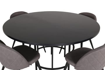 Spisegruppe Möbelfashion Copenhagen spisegruppe 140 cm rund med 4 Velvet-stoler Svart/grå - Møbler - Bord - Spisegrupper