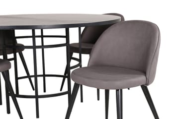 Spisegruppe Möbelfashion Copenhagen spisegruppe 140 cm rund med 4 Velvet-stoler Svart/grå - Møbler - Bord - Spisegrupper