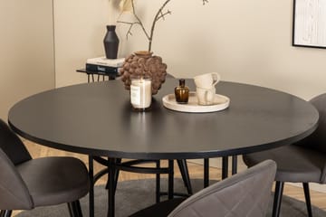 Spisegruppe Möbelfashion Copenhagen spisegruppe 140 cm rund med 4 Velvet-stoler Svart/grå - Møbler - Bord - Spisegrupper
